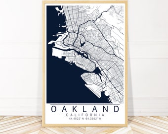 Oakland Map Art Framed Canvas or Print - Canvas Map of Oakland California - City Map Wall Art by Wayfinder Creative