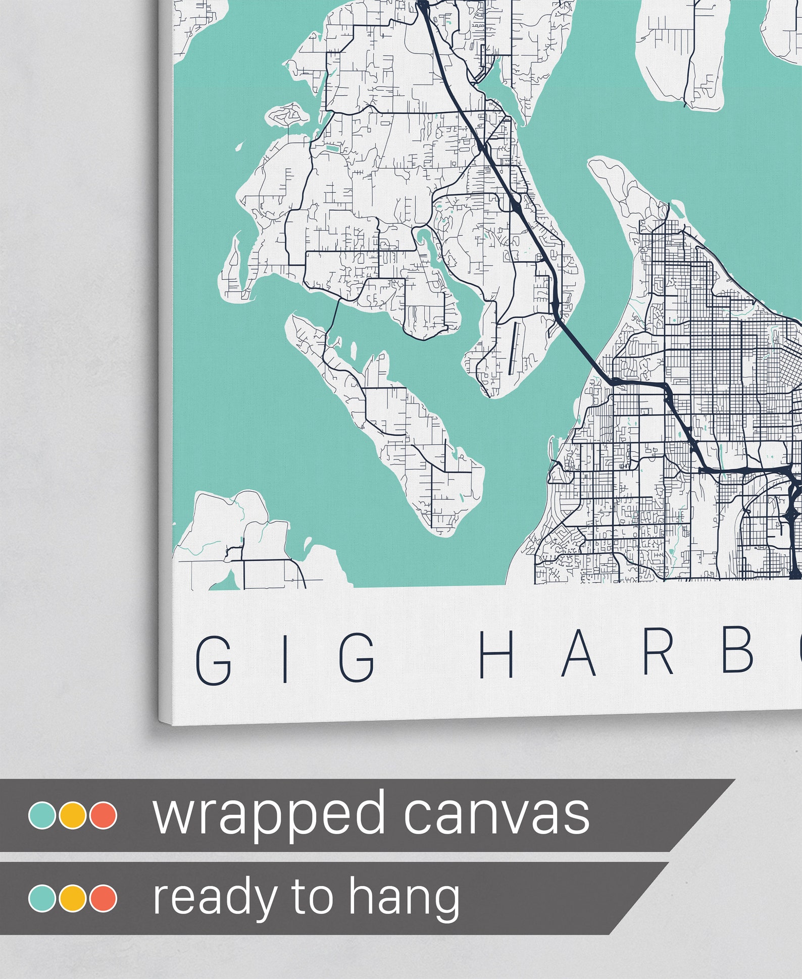Gig Harbor Map Art Gig Harbor City Art Print Map of Gig | Etsy