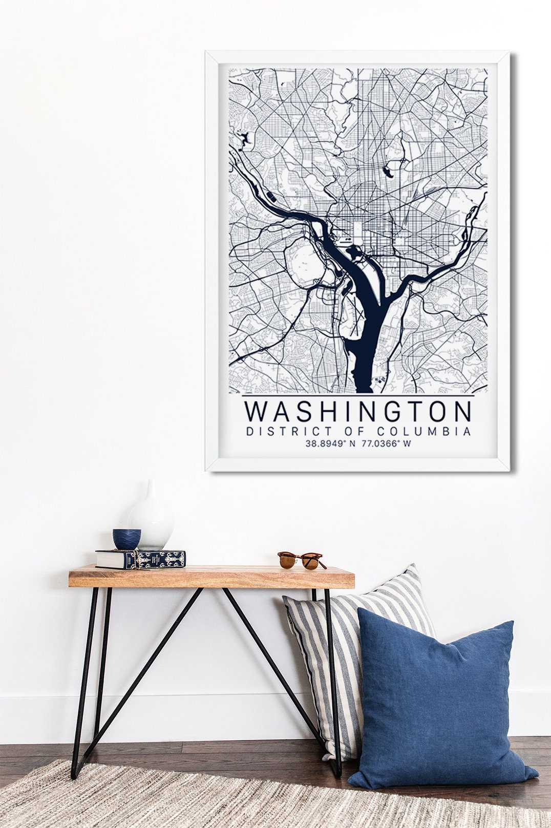 Washington DC Map Art - Map Print of Washington DC - City Art - Framed ...