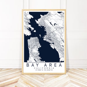 Illustrations de carte de la région de la baie - encadrée, toile ou impression - Art mural de carte de la ville par Wayfinder Creative