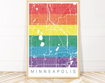 Minneapolis Rainbow Map Art - Pride Art - LGBTQ