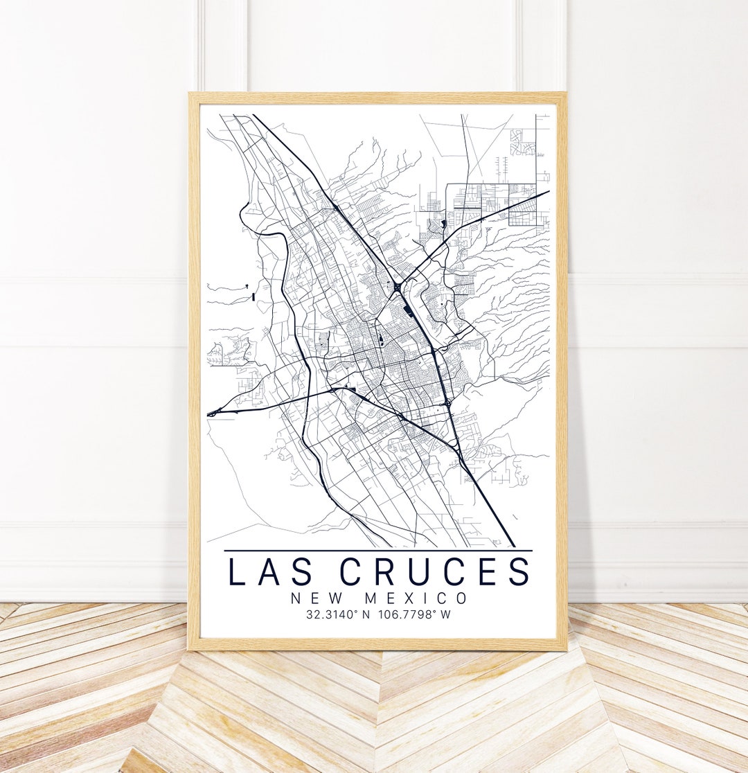Las Cruces New Mexico Map Art Framed, Canvas or Print - Map of Las Cruces NM - City Map Wall Art ...