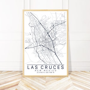 Las Cruces New Mexico Map Art Framed, Canvas or Print - Map of Las Cruces NM - City Map Wall Art by Wayfinder Creative