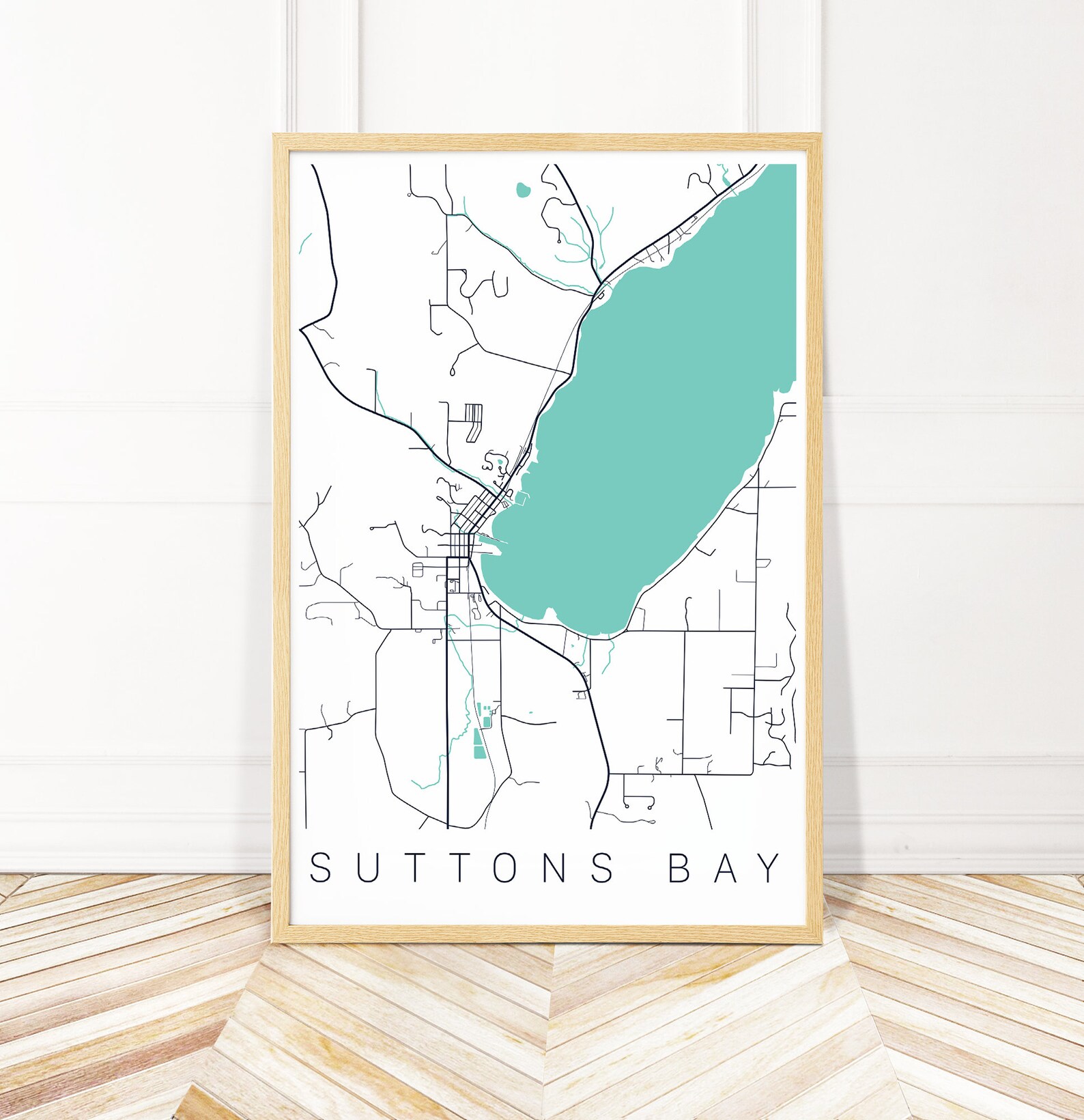 Suttons Bay Michigan Suttons Bay Map Art City Art Framed Etsy