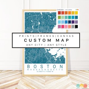 Custom Map Art Canvas Framed or Print - Map Any City in the World - City Map Wall Art for Home or Office by Wayfinder Creative