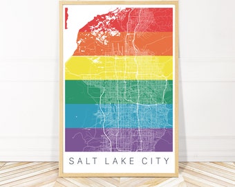 Salt Lake City Rainbow Map Art - Pride Art - LGBTQ