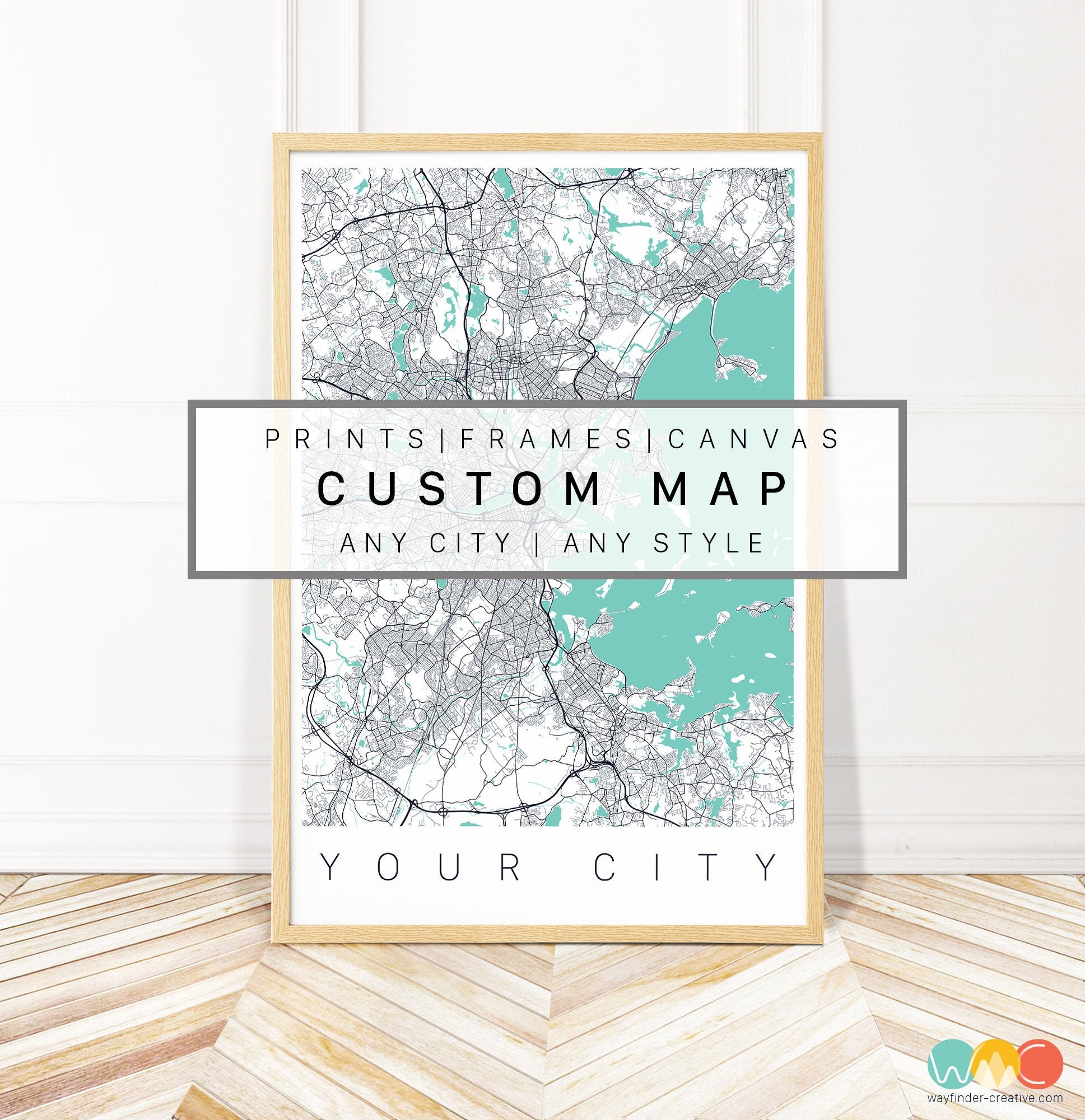 Custom City Map Art Framed Canvas or Print City Map Wall Etsy