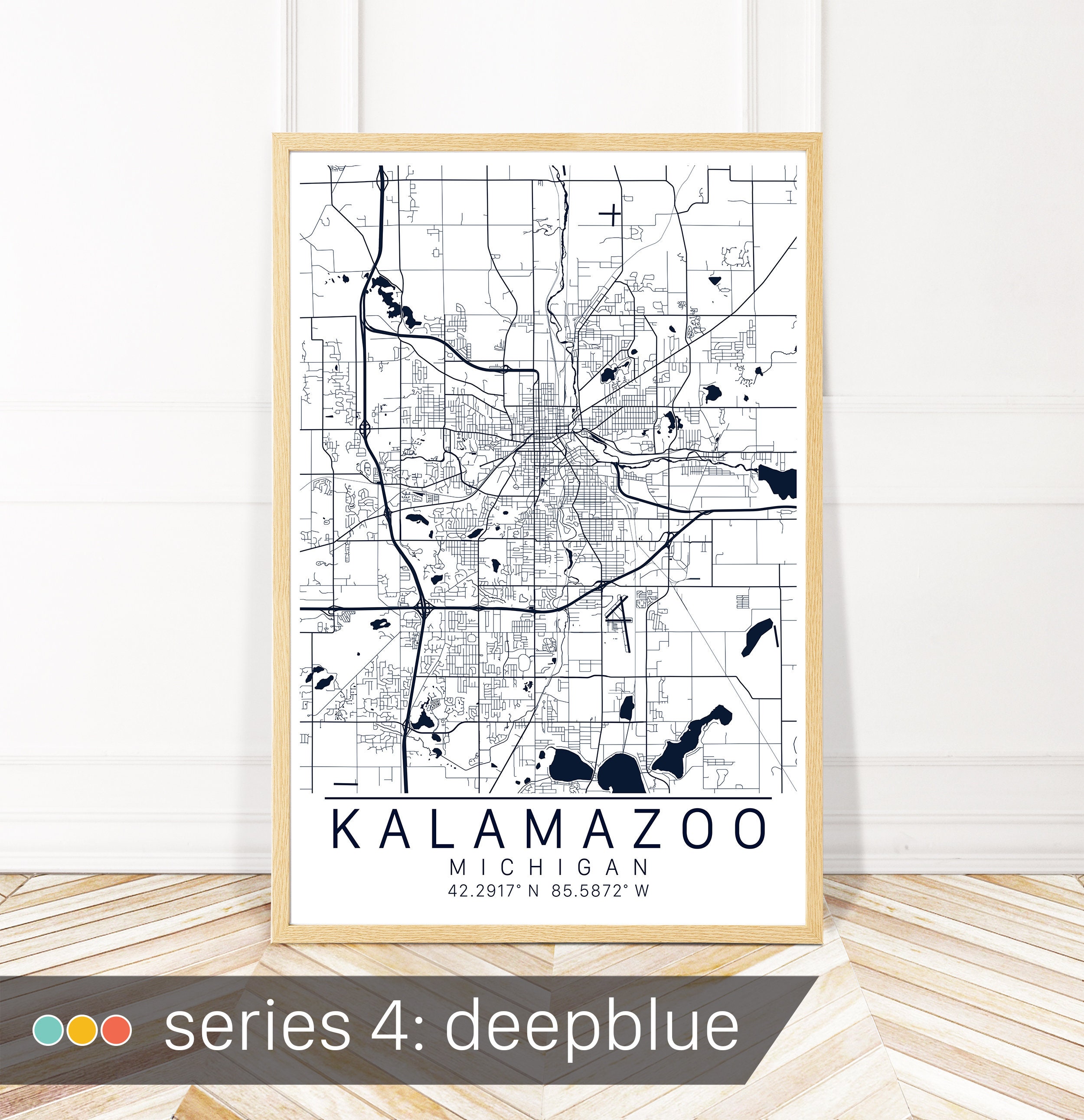 Kalamazoo Map Art Framed Canvas or Print Map of Kalamazoo - Etsy UK