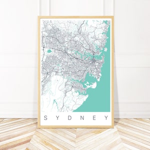 Sydney Map Art Framed, Canvas or Print - Map of Sydney Australia - Travel Inspired City Map Wall Art by Wayfinder Creative
