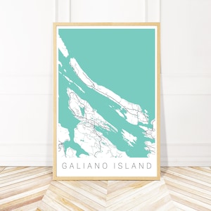 Galiano Island Map Art Print - City Art - Carte de Galiano Island British Columbia Canada - Wayfinder Creative
