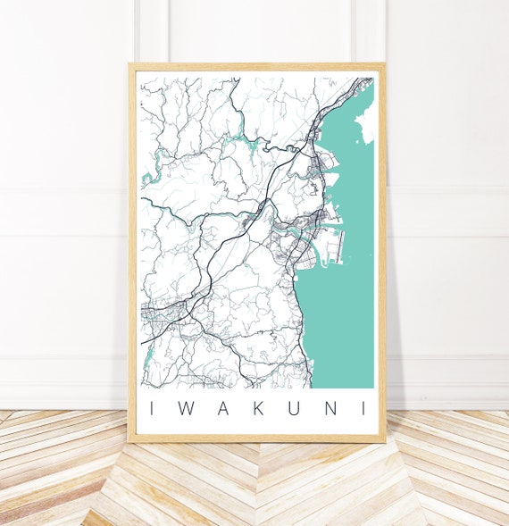 Iwakuni Map Print City Art Map Of Iwakuni Japan Framed Etsy