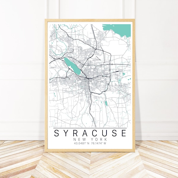 Syracuse NY Map Art - Framed, Canvas or Print - City Wall Art by Wayfinder Creative