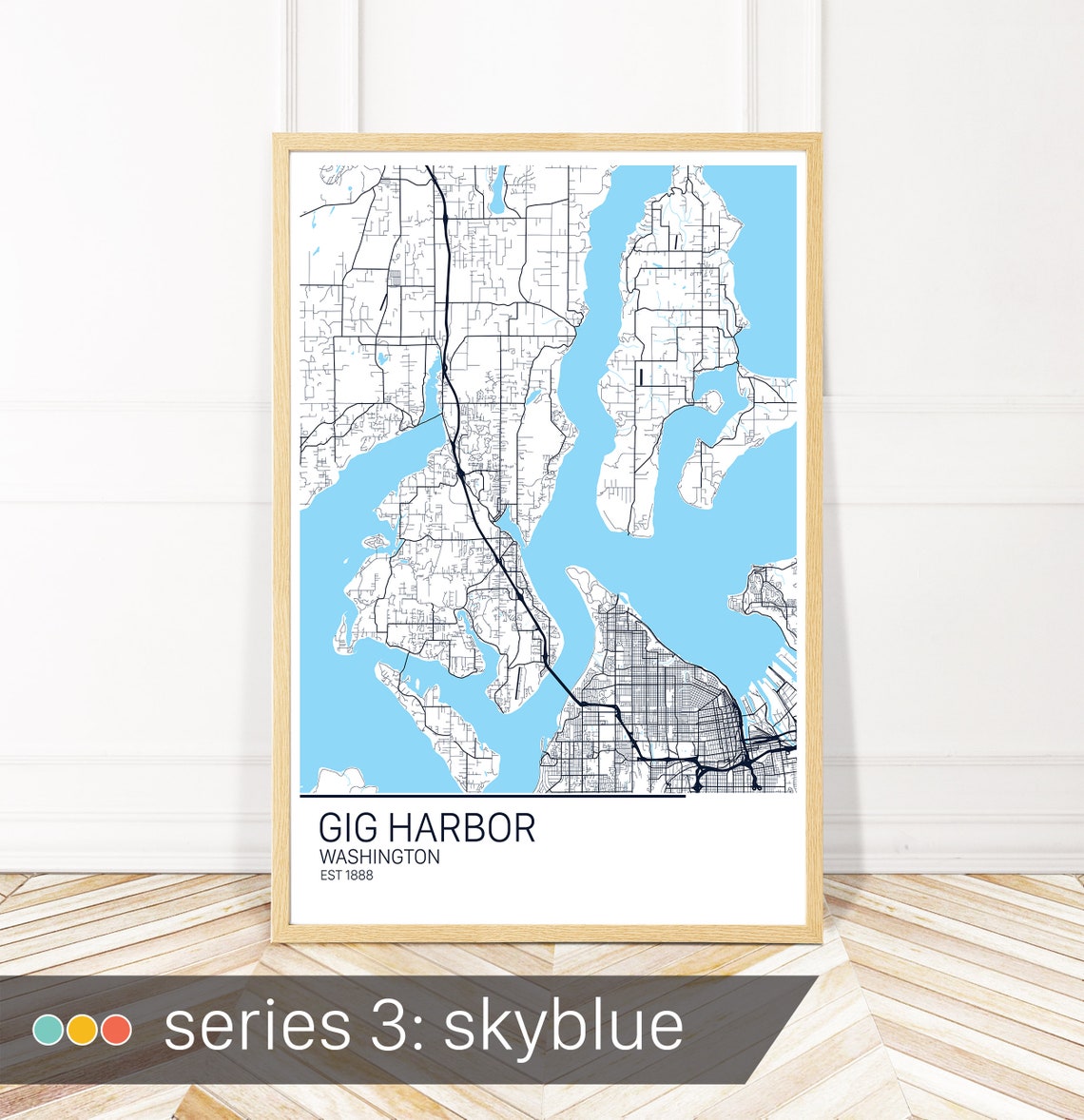 Gig Harbor Map Art Gig Harbor City Art Print Map of Gig | Etsy
