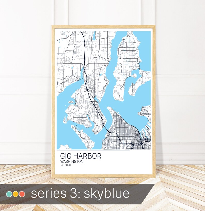 Gig Harbor Map Art Gig Harbor City Art Print Map of Gig | Etsy