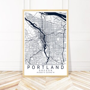 Portland Map Art Portland OR Map of Portland Print - City Art - Framed Unframed or Canvas - Wayfinder Creative