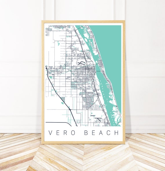 Map Of Vero Beach Vero Beach Map Art Framed Canvas Or Print Map Of Vero Beach | Etsy Australia