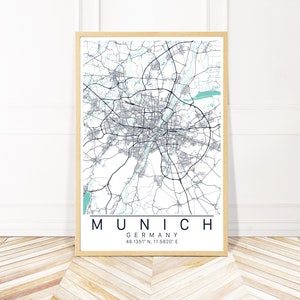 Munich Map Art Print - Map of Munich Germany  - City Art - Framed, Canvas or Print - Wayfinder Creative