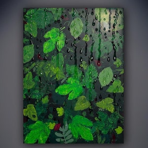 Green paintings/mini artwork/green wall artwork/abstract artwork/small painting/resin wall art/structured art/approx. 30 x 40 cm on wood