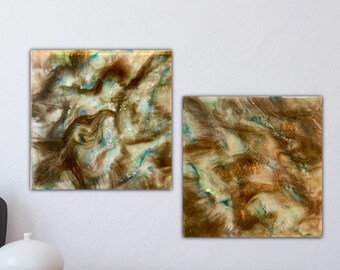 Wall picture set/epoxy resin pictures/resin art pictures/wall pictures in several parts/modern art pictures/modern painting/approx. 2 x 20 x 20 cm with opal effect