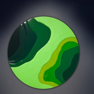Round wall art/abstract art with structure/3d painting/green wall art/resin artwork/abstract wall art living room/round painting/app. 60 cm