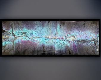 Moderne Wandbilder/schöne Bilder für Wohnzimmer/abstrakte Kunst Bilder/Acrylbilder mit Resin finish, ca. 32 x 76 cm auf Mdf inkl. Rahmen