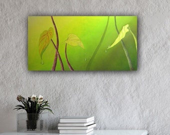 Modern oil paintings/wall pictures nature/oil paintings for living room/beautiful pictures nature/green pictures/abstract pictures living room/approx. 40 x 80 cm in size