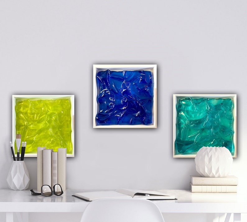 modern painting/small wall art/3D picture/structural picture/mini painting/wall art set of 3/abstract artwork/approx. 3x20x20cm image 9