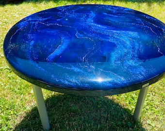Special coffee tables/side table couch/coffee table round 60 cm/living room table round wood/table with epoxy resin/approx. 60 cm round, approx. 45 cm high