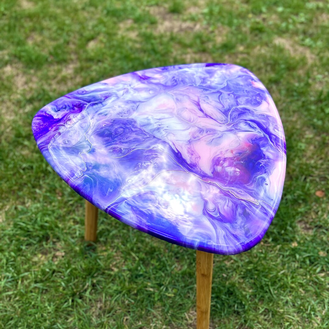 Small Side Table/table With Resin/side Table Triangular/ Resin Etsy