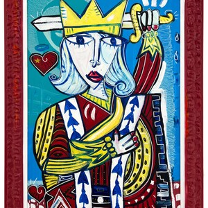 König Herz 85x65 cm handgemalt auf Karton Alessandro Siviglia Moderner Künstler zeitgenössische Kunst Gemälde mittlerer Größe