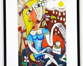 portrait of brave blonde woman painted on canvas woman fighting injustice courageous woman