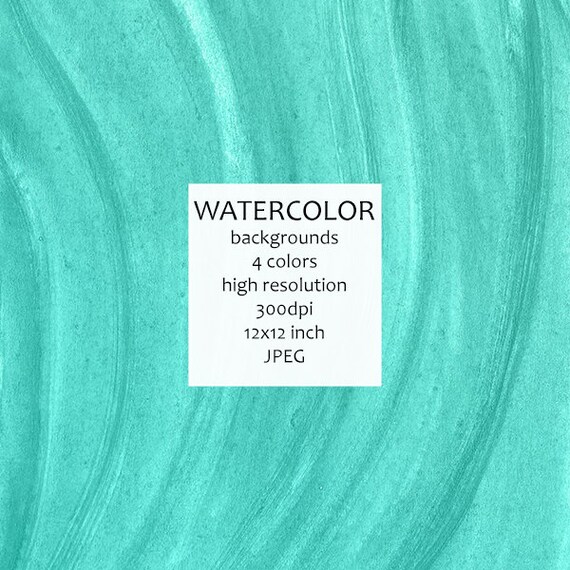 Hand Painted Watercolor Background 4 Colors Green Blue Etsy