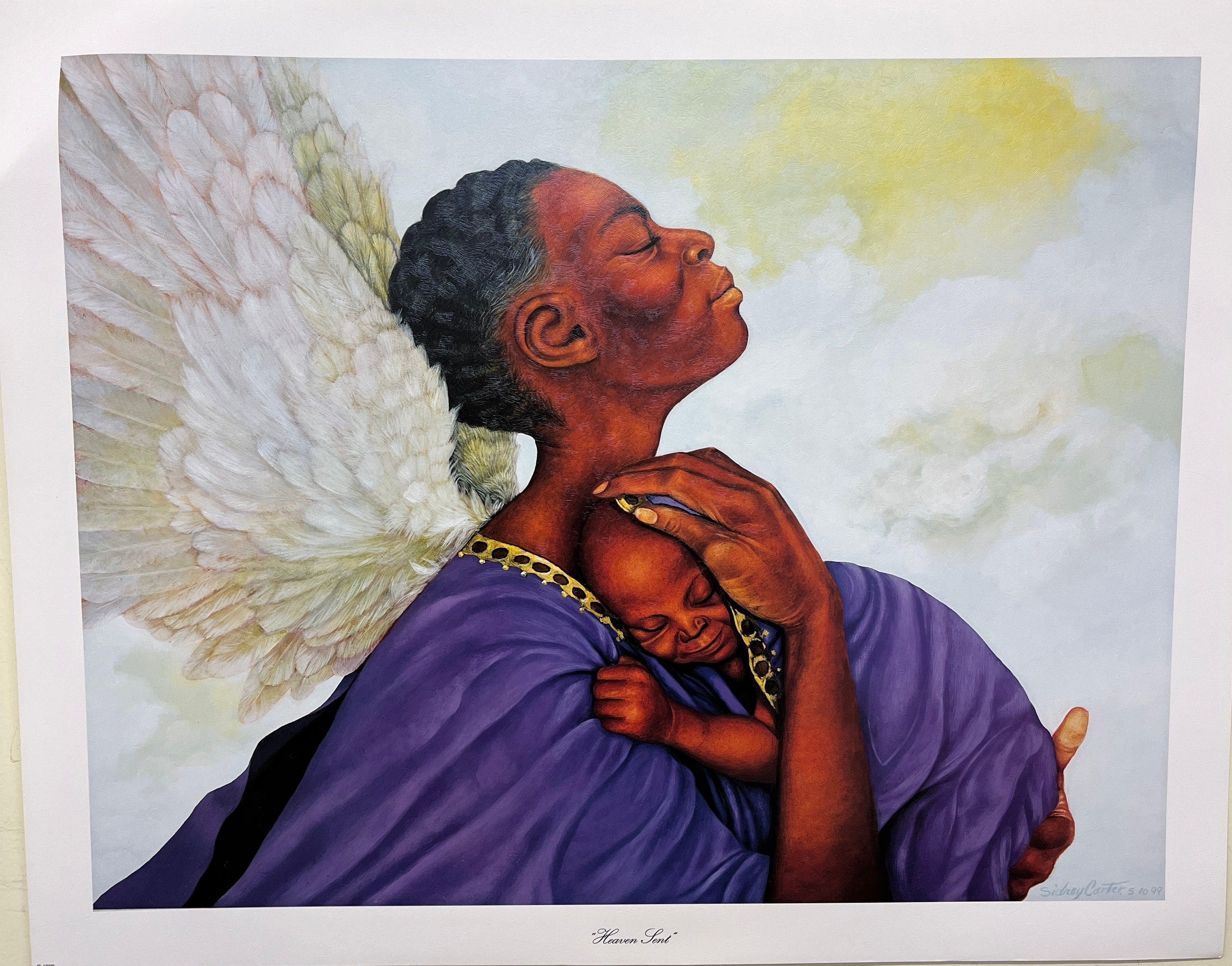 Heaven Sent-african American Art, Black Art, Black Angel, Wings ...