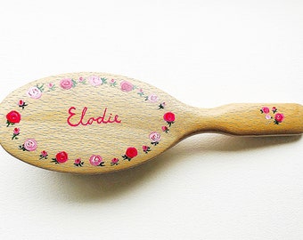 Large Kent wooden hairbrush - Roses design