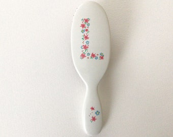 MASON PEARSON HAIRBRUSH with personalised initial pink flowers design