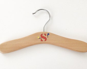 CLOTHES HANGERS for Babies & Toddlers - Wood with red initial