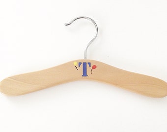 CLOTHES HANGERS for Babies & Toddlers - Wood with blue initial