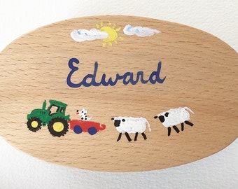 Personalised Military BOYS BRUSH Tractor and Sheep