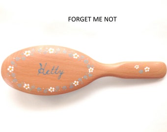 Large Kent wooden hairbrush - Forget-Me-Not design