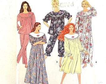 1990's Nightgown Sewing Pattern Simplicity 7574  Pajamas Robe Size 14-16 uncut