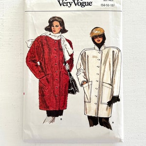 Womens Un-Lined Coat Sewing Pattern, Vogue 9724 Vintage Jacket Size 14-16-18 Uncut