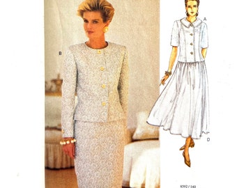 1990's Top and Skirt Sewing Pattern Vogue 8592 Princess Seams Size 14-16-18 uncut