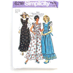 1980'S Simplicity 5437 Gunne Sax Western Ruffled Bodice