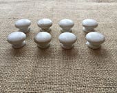 Wood Drawer Knobs, Drawer Pulls, Cabinet Knobs, Handles, Pulls, White Chippy Paint, Pulls and Knobs