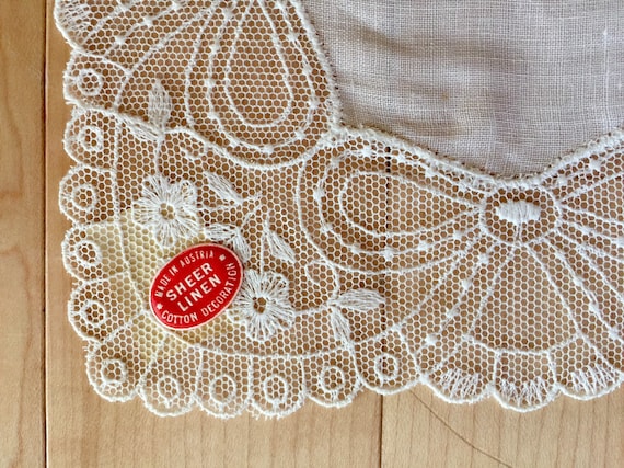 Sheer Linen Wedding Hanky, Handmade Antique Linen… - image 1