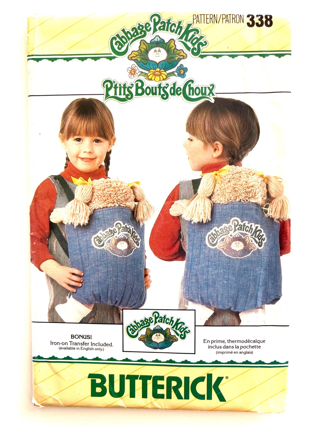 80's Cabbage Patch Backpack Carrier Sewing Pattern Butterick 338 Uncut ...