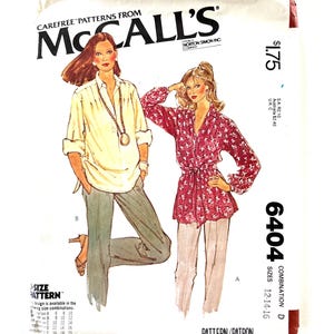 1970&#39;s Womens Blouse Sewing Pattern McCall&#39;s 6404 Collar Shirt Size 12-14-16 uncut