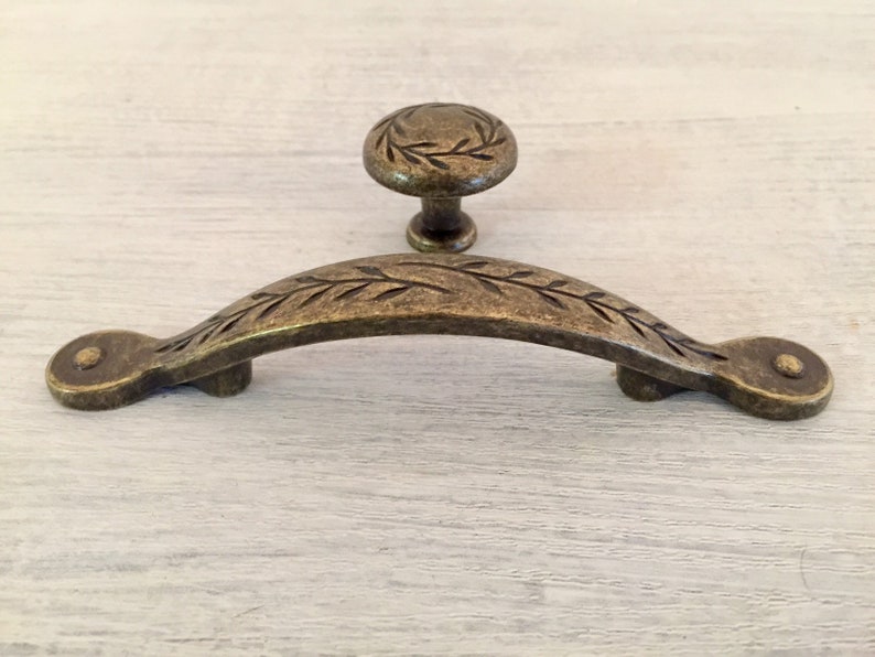 Drawer Pull Antique Gold Handles Replacement Cupboard Etsy