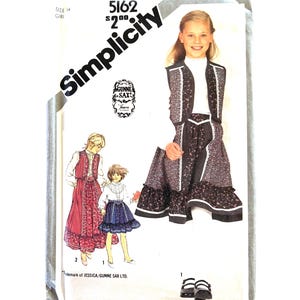 Girls Gunne Sax Blouse and Vest Sewing Pattern Simplicity 5162 Ruffled Skirt Size 14 uncut