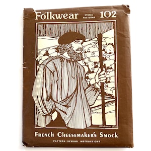 Vintage Smock Sewing Pattern Folkwear 102 French Cheesemaker's Shirt All Sizes uncut